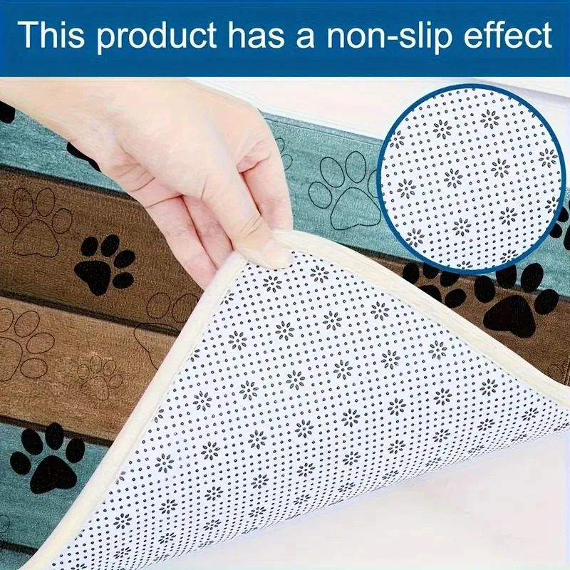 1PC， Dog Paw Prints Doormat Dog Door Mat For Muddy Paws Entrance Front Door Rug, Water Absorbent Quick Drying Dog Sleeping Blank