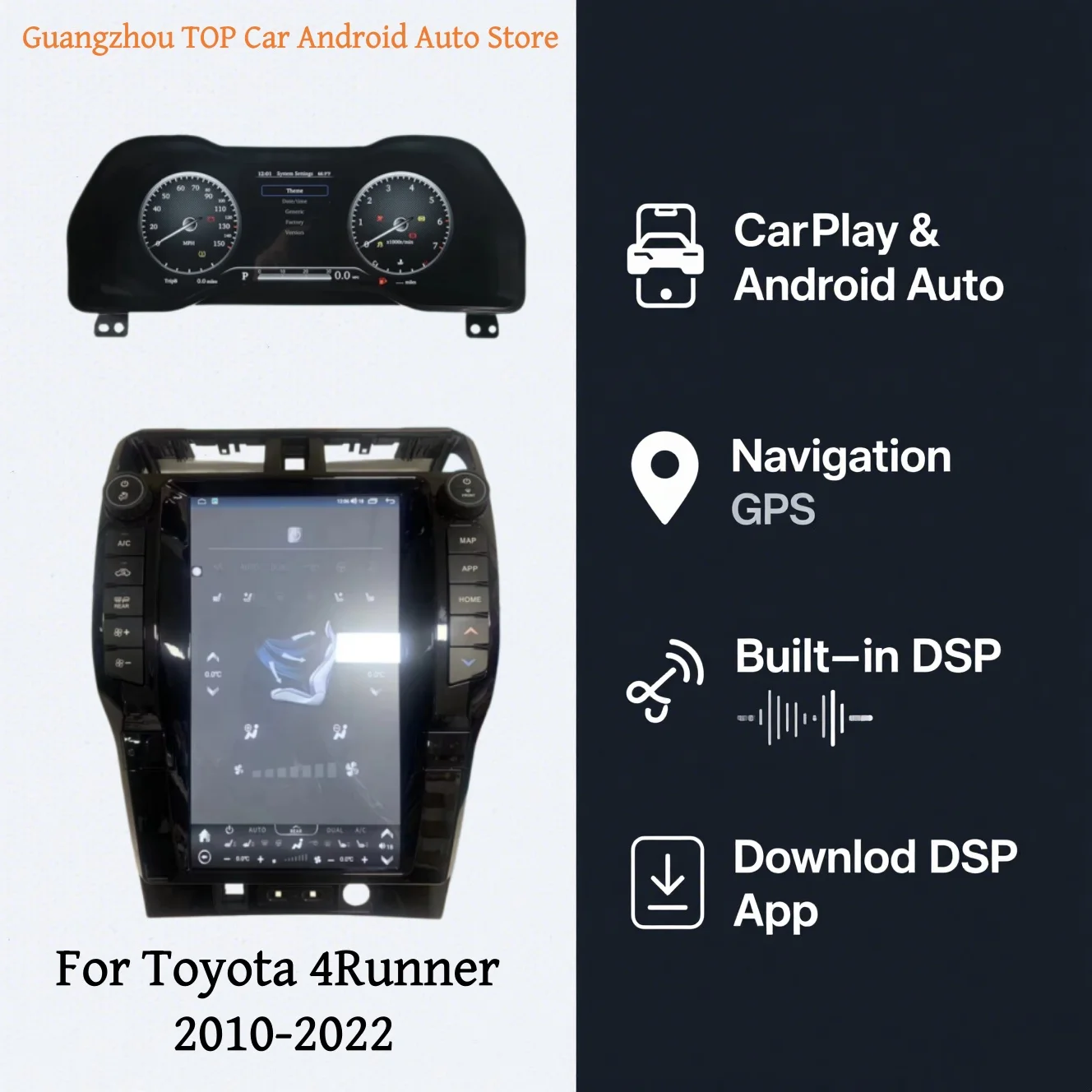 For Toyota 4Runner 2010 - 2022 Car Radio 16 Inch Touch T- Screen Multimedia Player Stereo GPS Navi Auto Android Wireless CarPlay