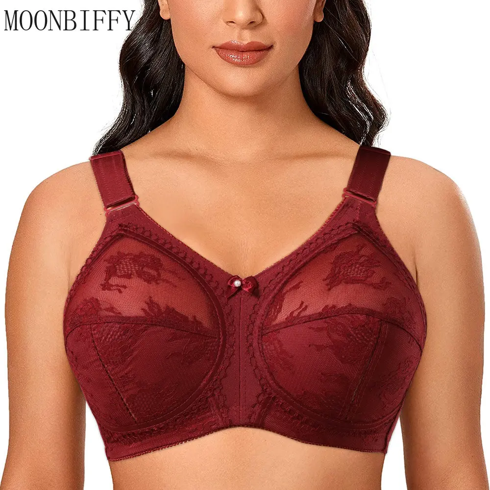 Large Size Sexy Bra for Women Ladies Underwear Translucent Lace Chiffon Wireless Minimizer Lingerie Brassiere Bralette Tops