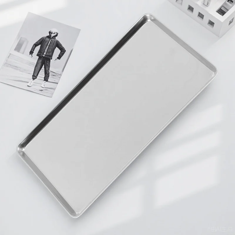 

Rectangular Liangpi Tray Stainless Steel Snack Plate For Bbq Picnic Camping Party Rice Noodle Dessert Serving Tray Home