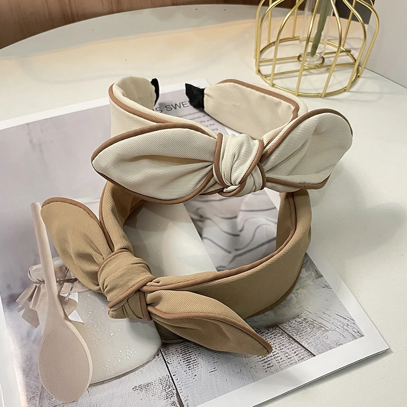 

New Style Simple Color Package Rabbit Ear Hairbands Woman, Wide-brimmed Bow Headband Fashion Pressure Hair Accessories