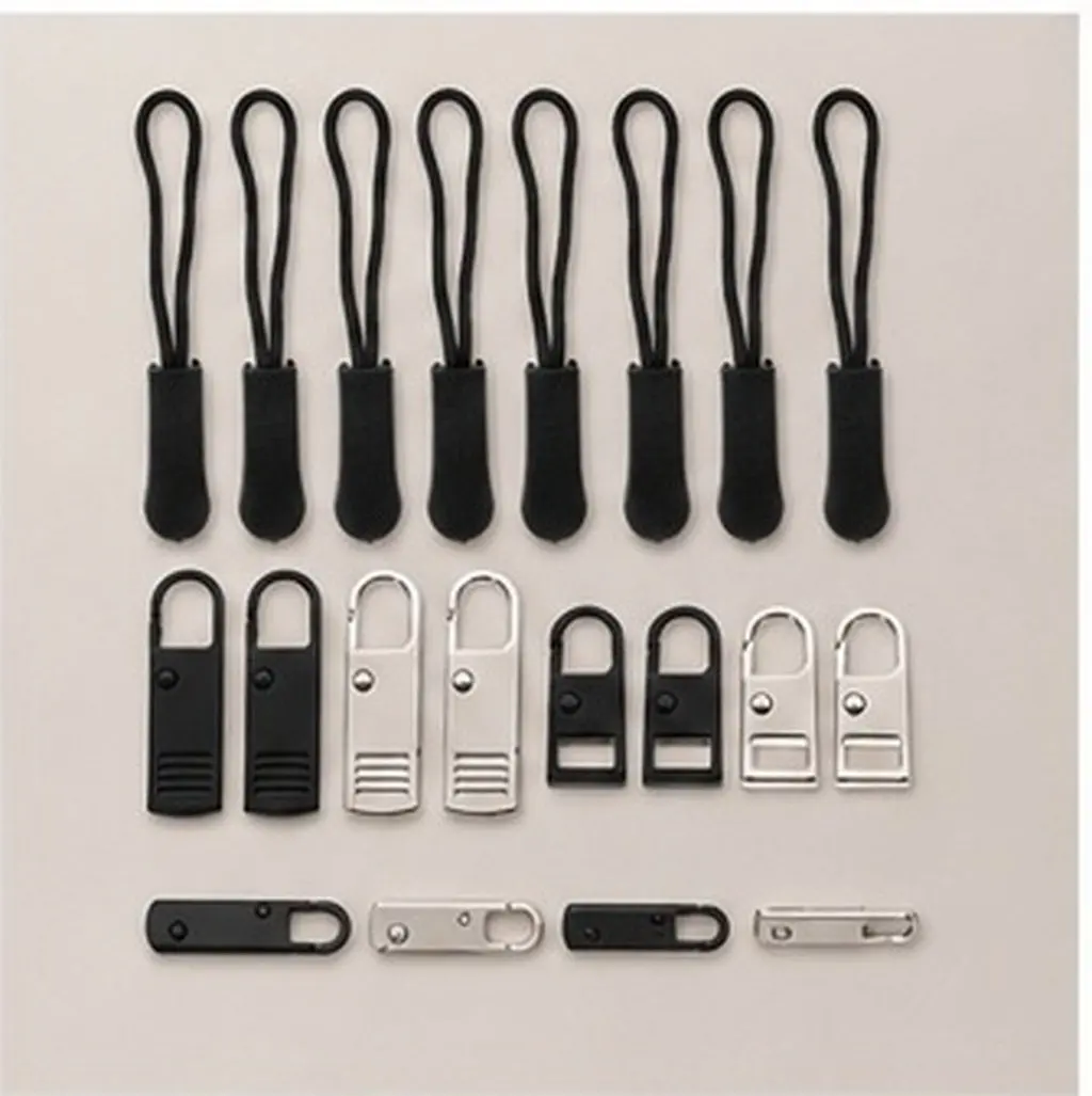 16Pcs Zipper Puller Alloy Replacement Puller Slider Detachable Zipper Extender for Bags Suitcases Clothing Repair Kit DIY