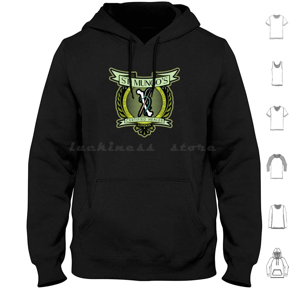 St. Mungo Logo Hoodies Long Sleeve Hp Luna Lovegood Ron Weasley Hermione Granger Jk Rowling Magic Wizard Witch