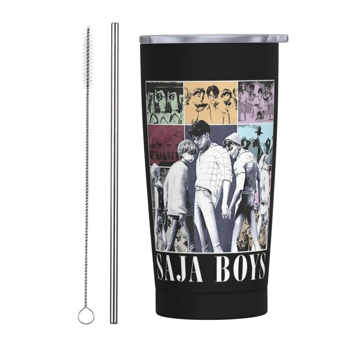 Saja Boys Music Band Kpop Stainless Steel Tumbler Vacuum Insulated Mug Thermal Cold Cups Straws With Lid 20oz