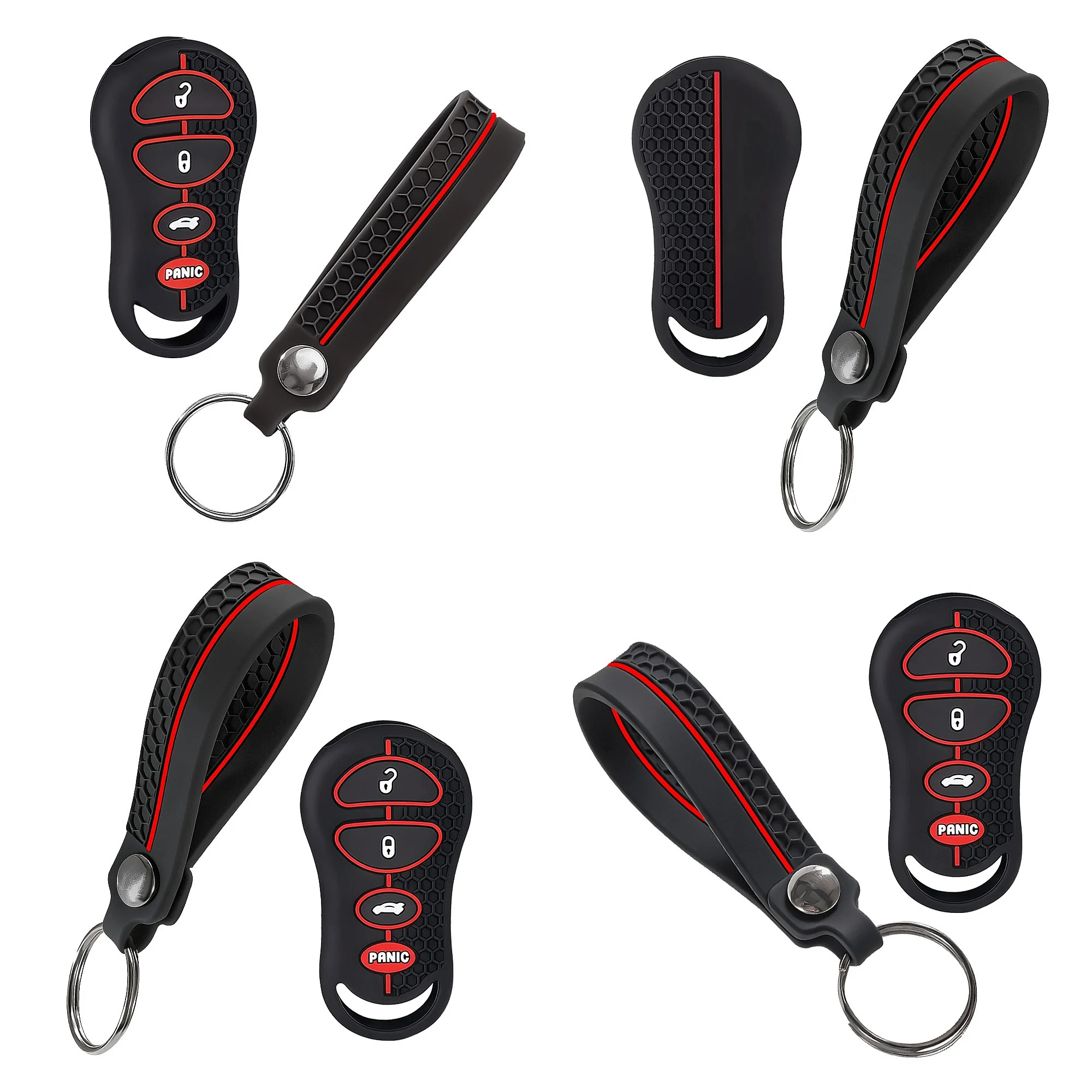 4 Button Silicone Key Fob Cover For Chrysler 300m Voyager PT Cruiser Sebring Jeep Liberty Dodge