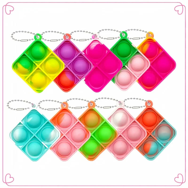 6Pcs Mini with Key Chain Press Bubbles for Toy Adults Birthday Party Gifts Decoration Wedding Guest Gifts Carnival Prizes Gift view 6