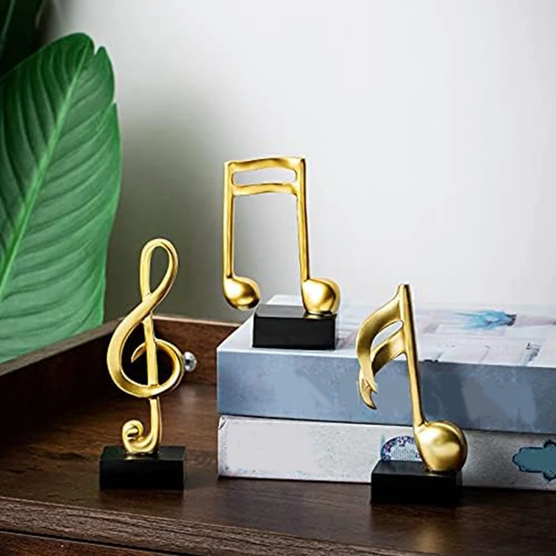 3Piece Music Note Decor Musical Sculpture Statue Resin Music Note Figurine For Home Piano Gifts Resin Ornaments