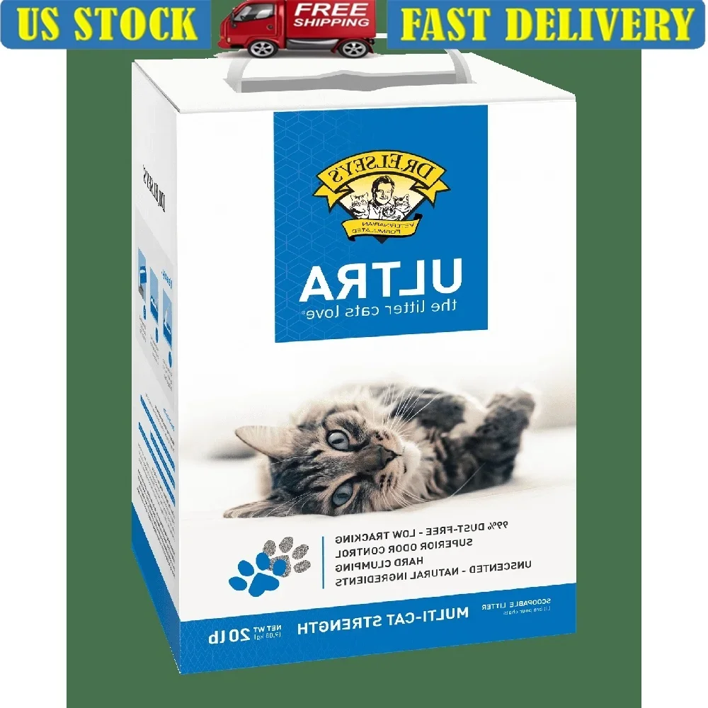 نفايات القطط فائقة التكتل منخفضة الغبار غير معطرة للتحكم في الرائحة الطبيعية فضلات القطط متعددة المنازل صيغة مغرفة سهلة 20 رطل