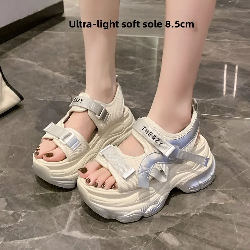 

Casual Roman Sle Thi Heel Sandals Women's 2025 New Summer Sports Outdoor Wear Comfortable Padded Flat Heel Breathable
