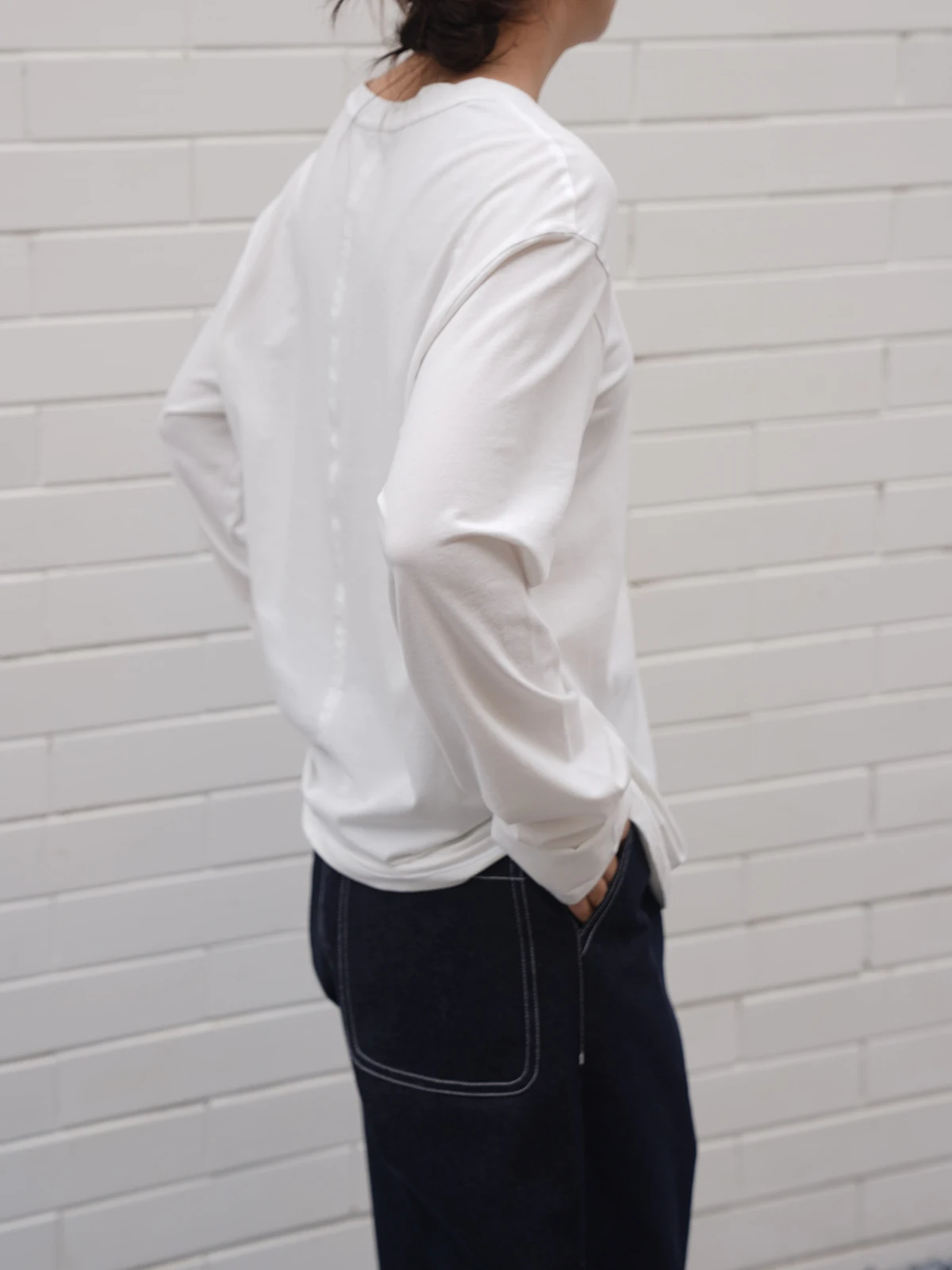 

Comfortable Long Sve T-irt Casual Sle Pure Color Multi-Color Lazy Faion Loose Fit round Ne Cotton Polyester Blend