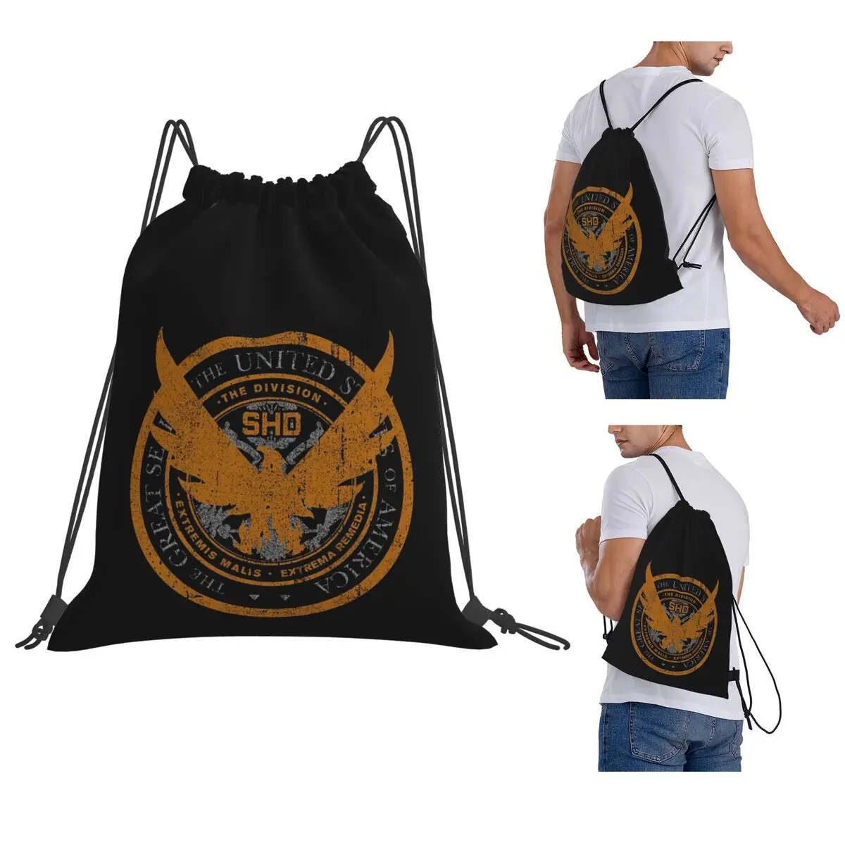 

Game Tom Clancys The Division SHD Seal Backpacks Fashion Drawstring Bags Shoes Bag Book Bags for Travel Students
