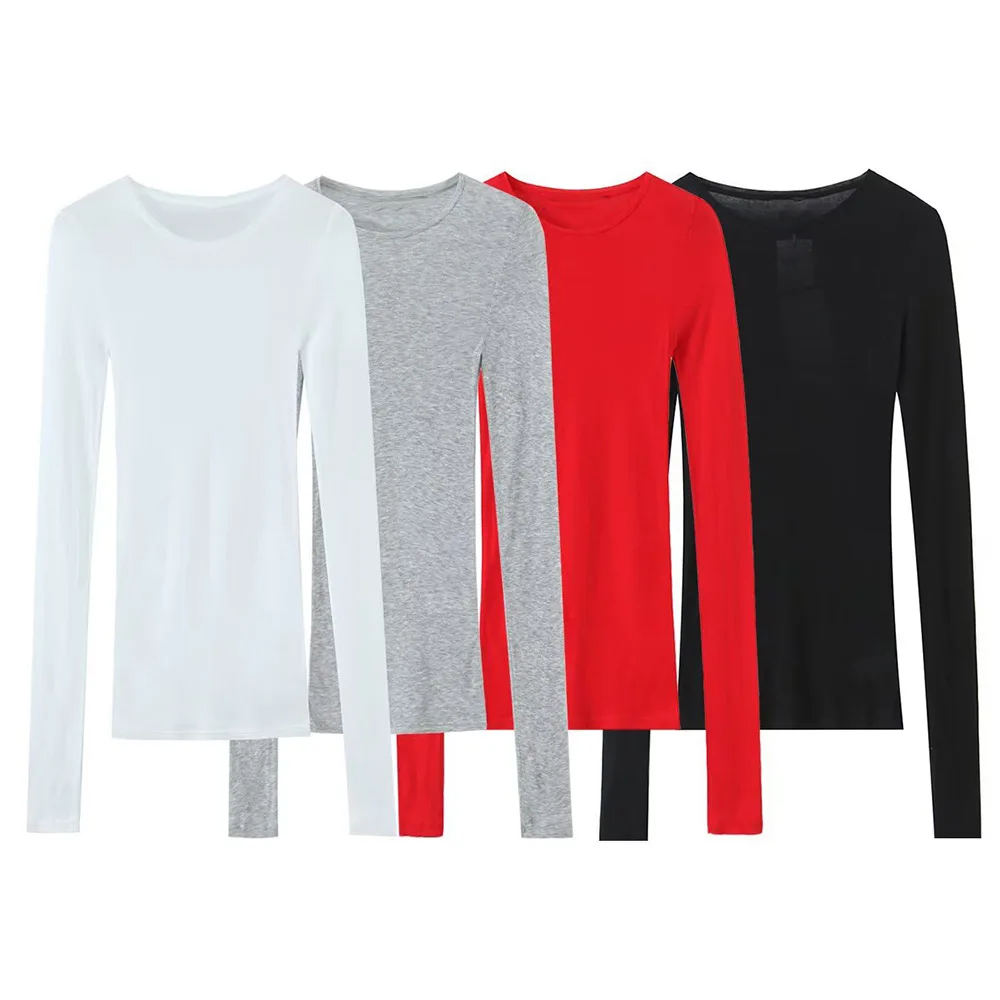 

Women's European and American Style 2026 Spring New Arrival Fashion Classic Versatile Slim Round Neck Bottoming Shirt