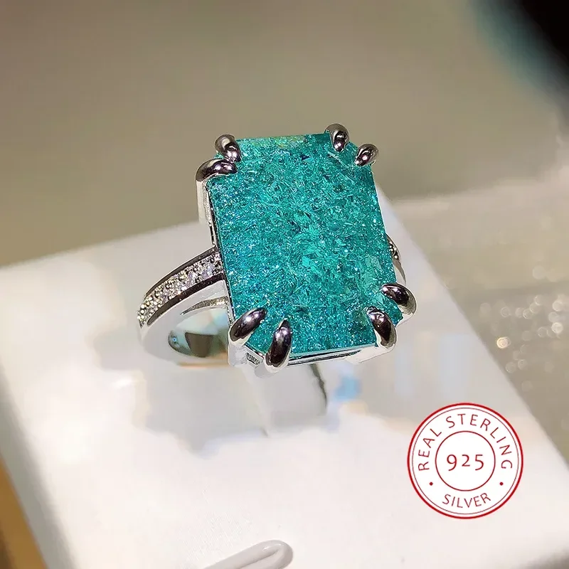 925 Silver New arrival Paraiba Tourmaline Gemstones Ring for Charm Lady finger fine jewelry silver wedding party wholesale gift