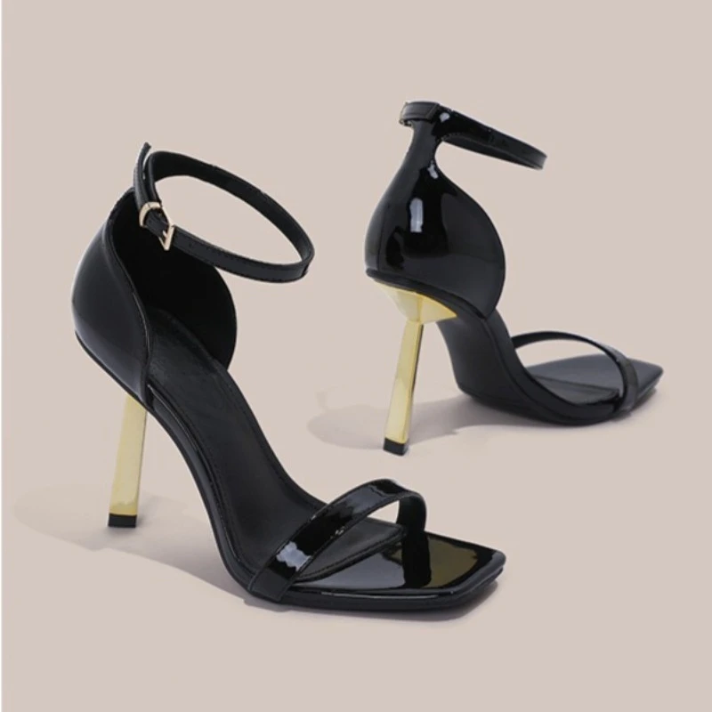 2026 Summer New Fashion Banquet Square Toe High Heel Roman Thin Heel Open Toe Women Sandals