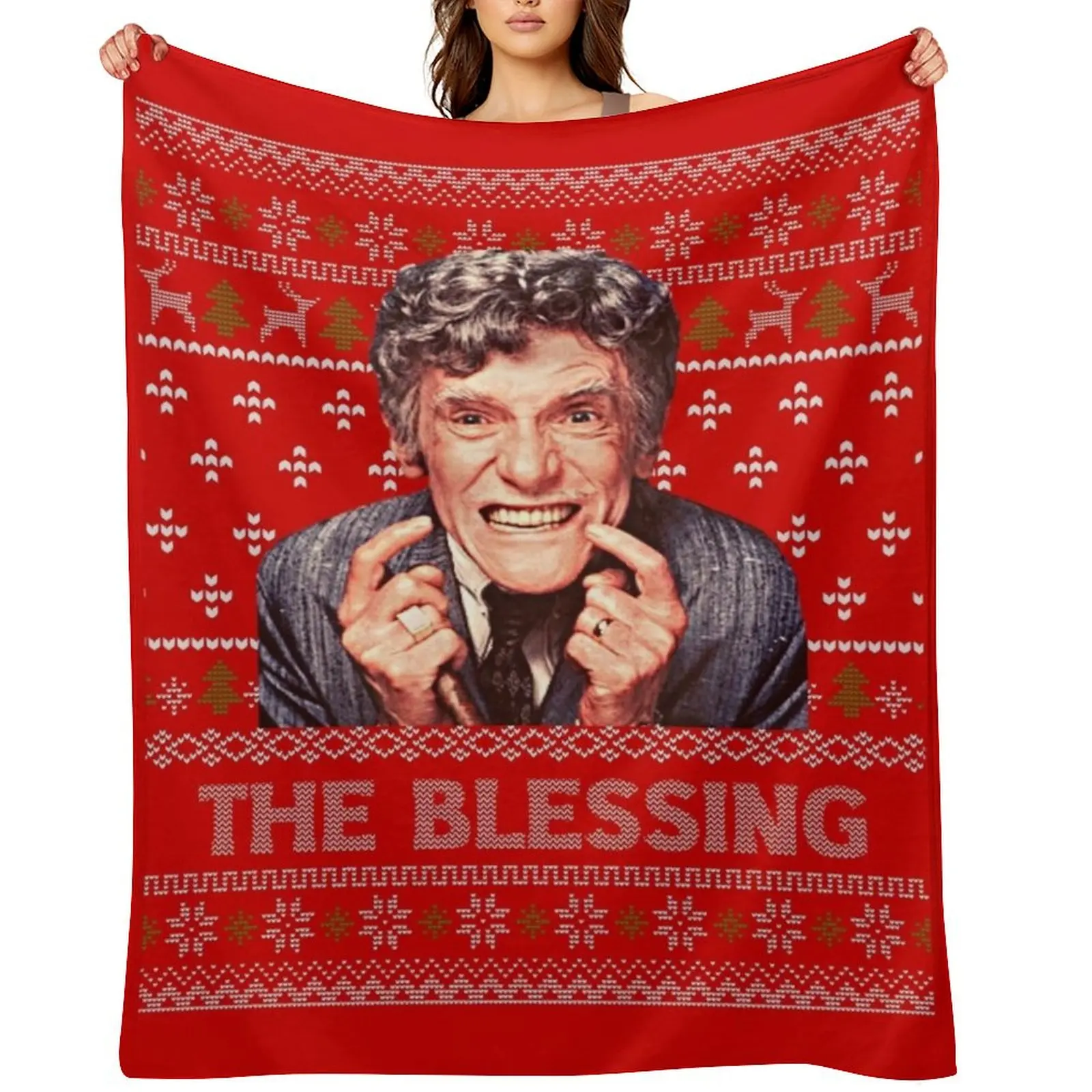 

The Blessing Uncle Lewis Ugly Christmas Sweater Throw Blanket Furrys Bed linens blankets ands decorative Blankets