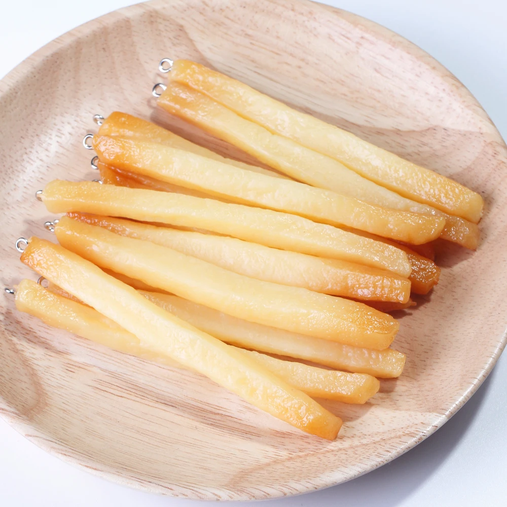 6pc 3D Resin Long French Fries Charms Funny Potato Chips Food Pendant for Earrings Keychain Necklace Diy Jewelry Making Supplies