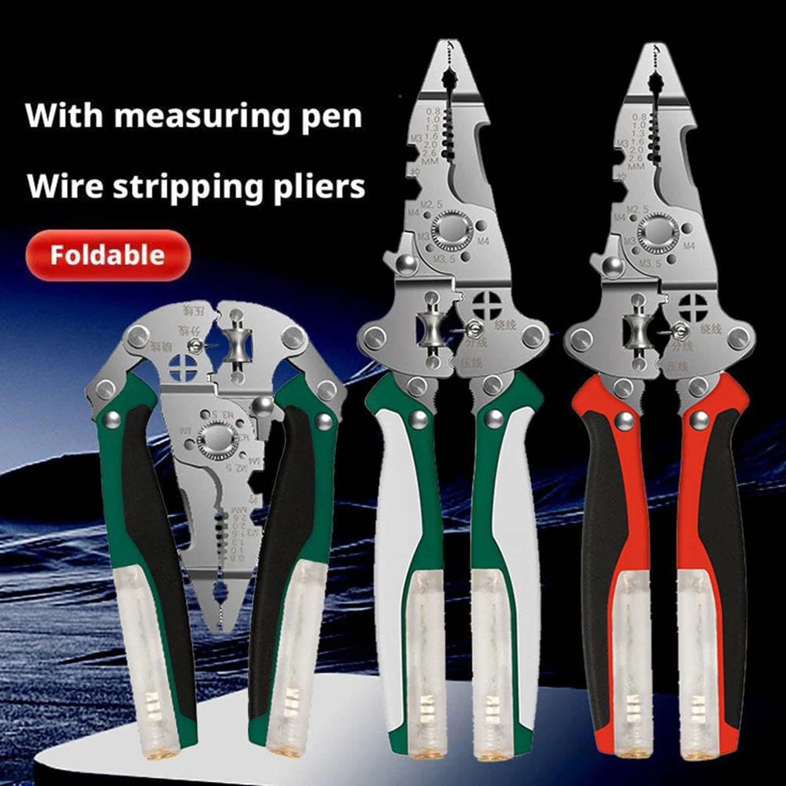 

16 In 1 Multi Function Electrician Wire Stripper Cutter Crimper Pliers with Voltage Tester for Cable Wiring and Home Repair