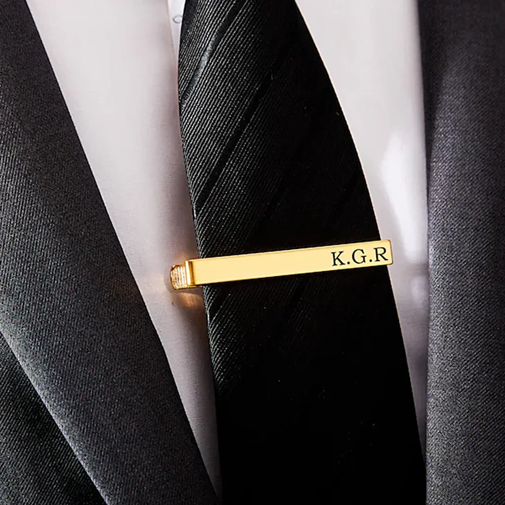 Custom Tie Clips for Men Stainless Steel Man Initials Luxury Suit Tie Personalised Engraved Name Tie Clip Wedding Groomsmen Gift