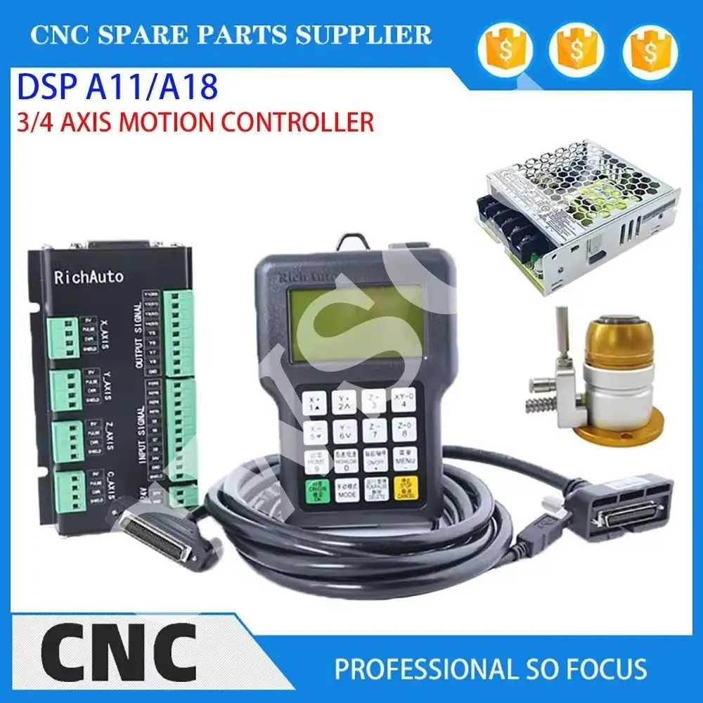 

CNC 3-axis 4-axis controller RichAuto DSP A11E A18 English version CNC engraving machine motion control system Z-axis probe