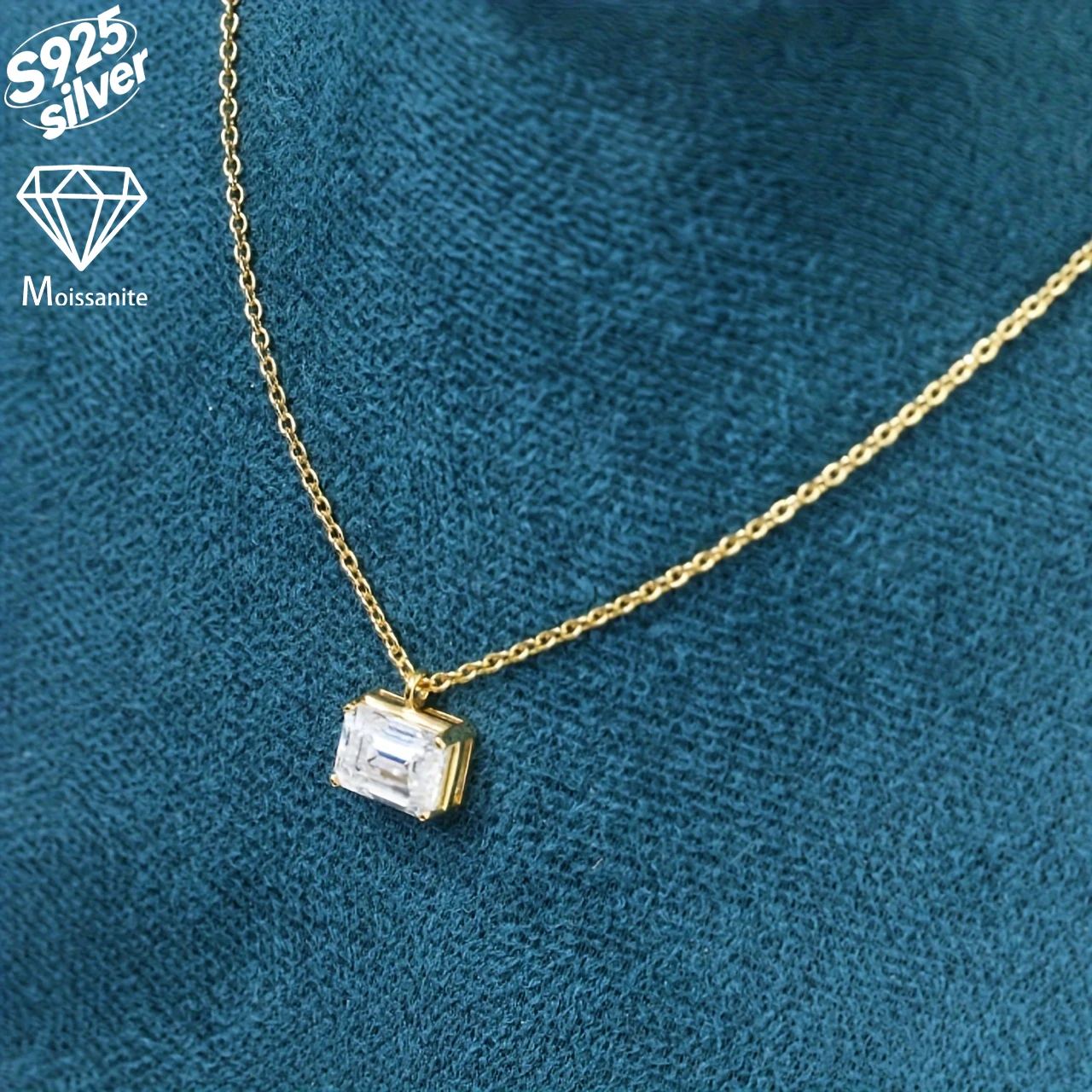 

AMGROCK 1CT Emerald Cut Moissanite Pendant, S925 Sterling Silver, Hypoallergenic, Luxurious Women's Jewelry Gift for Loved Ones