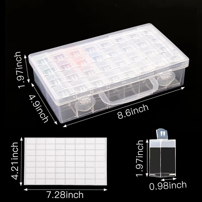 다이아몬드 페인팅 드릴 보관 용기, 다이아몬드 정리함 케이스, 자수 구슬 보관함, 라벨 포함, 32 그리드