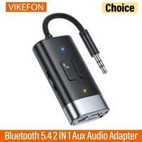 2 IN 1 Bluetooth 5.4 Aux Audio Adapter Transmitter Receiver Support TF Card Wireless Adapter 3.5MM AUX For Car TV PC Speaker
