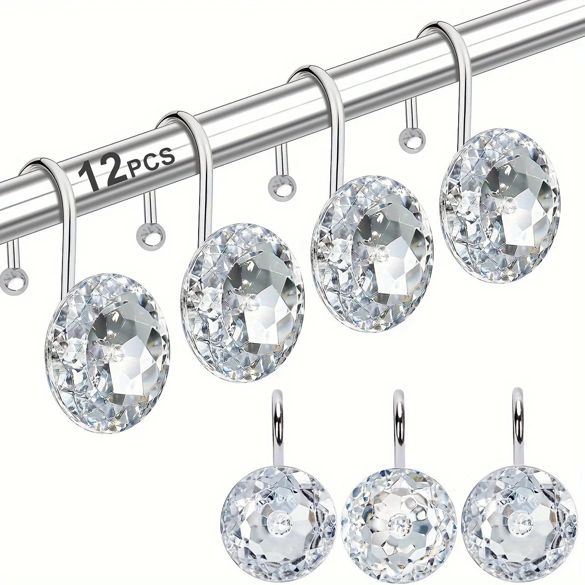 12pcs Creative Fashion Practical Circular Curtain Rod Bathroom Decor Item Clothing Hook Hanging Ring for Garments Towels & Holid
