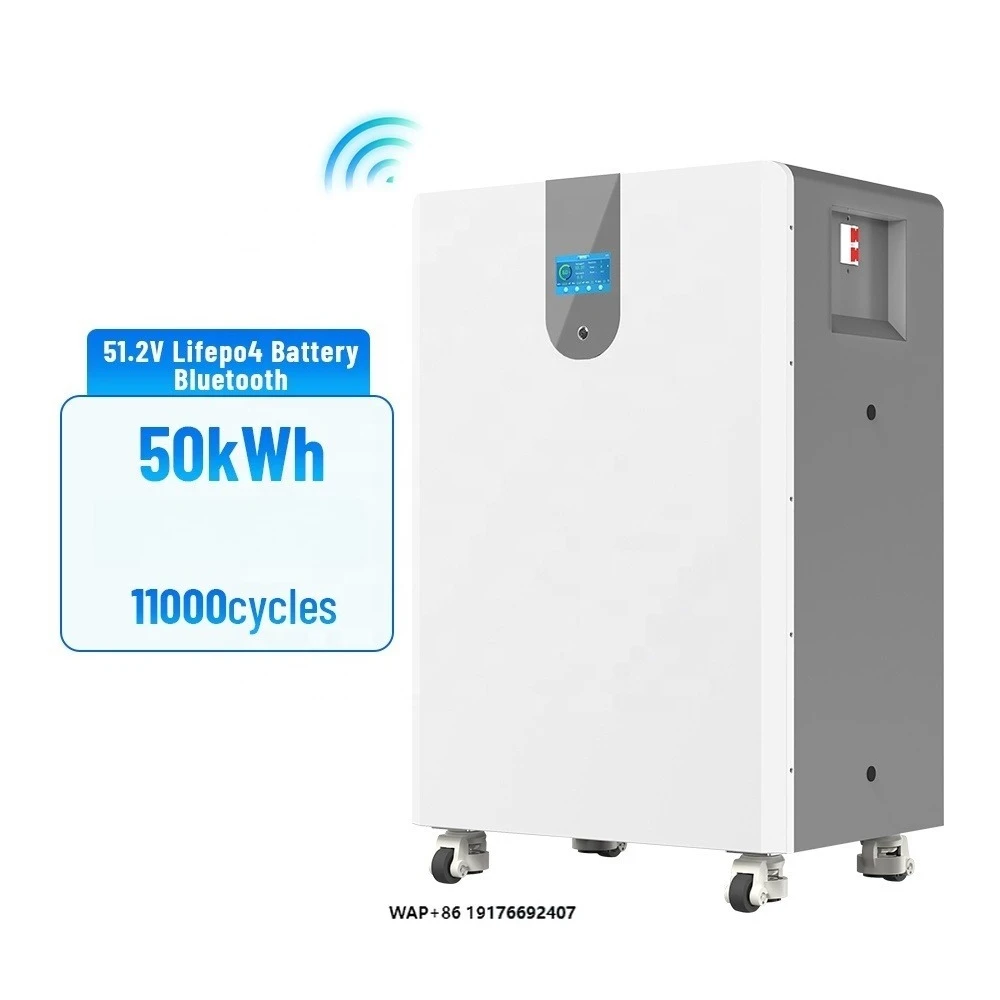 New 50kWh 1000Ah 51.2V 11000 Cycles Vertical Movable LiFePO4 Battery Hithium LFP Home Storage System BESS Pack Solar Energy