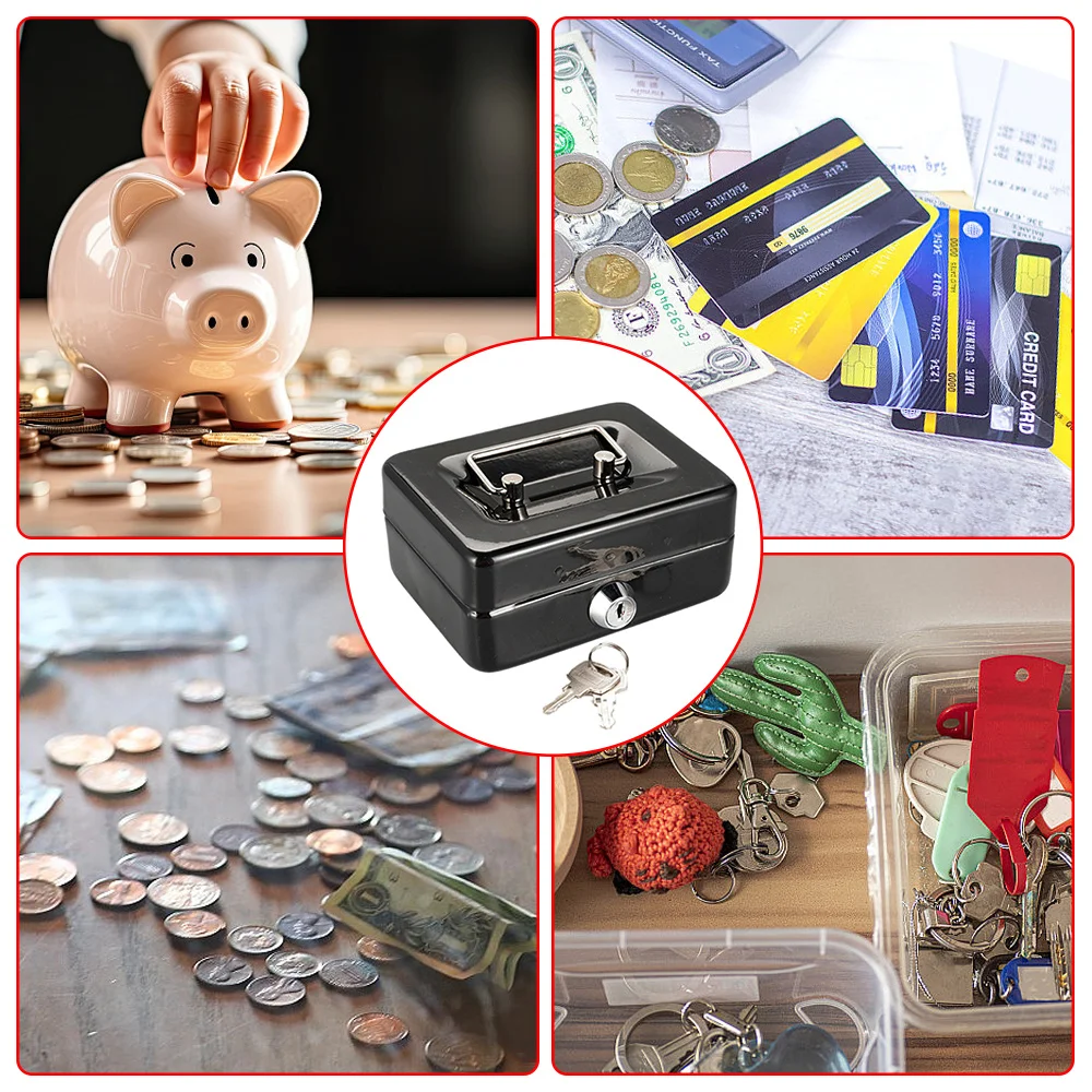 Steel Cash Box Key Mini Safe Lock Box Key Locker Money Bank Security Box Storage Hidden Money Coin Cash Jewellery Carry Box - view 3