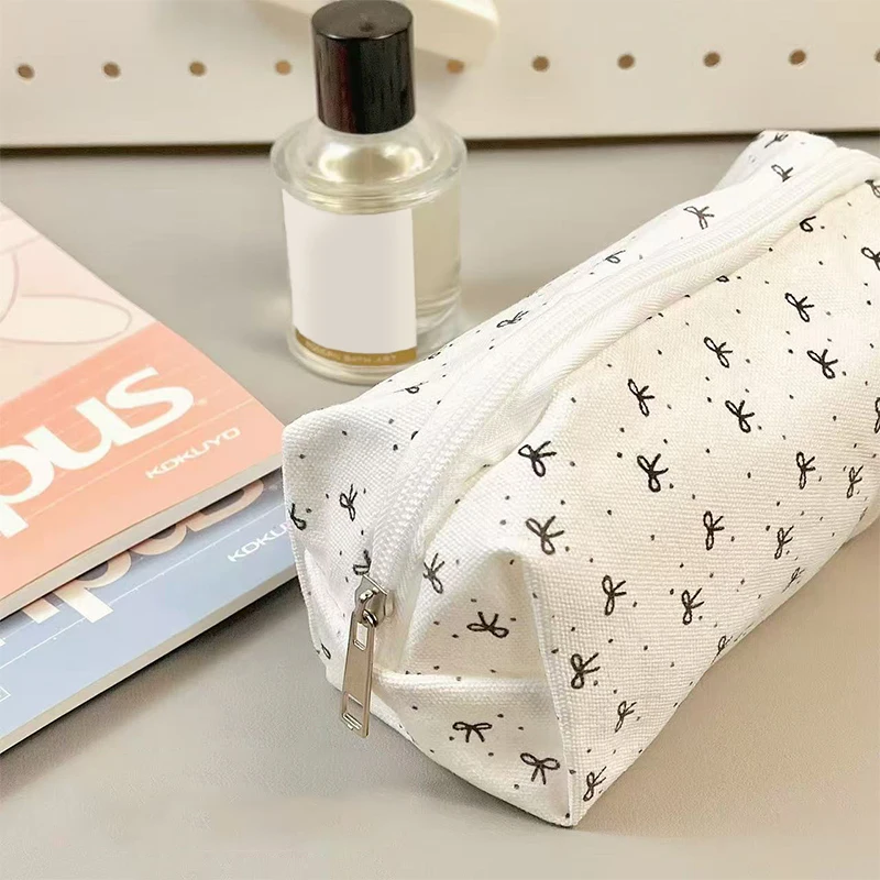 

Bag Gifts Simple Bow Pencil Case Student Fashion Sweet Pencil Pouch Portable Large Capacity Stationery Cartoon Cute Pen