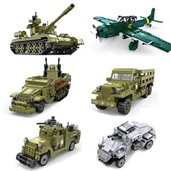 WW2 Military Building Blocks Tank Sd.kfz Armored Vehicle JU87 Bomber Model German T34 Tank MOC Bricks Toys For Kids