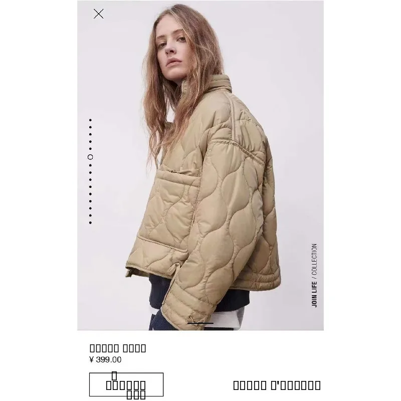 

Slimming ort Lightweight Cotton Jaet Women's Coat Korean Sle Straight Cut Button ket Zipper Closure Color