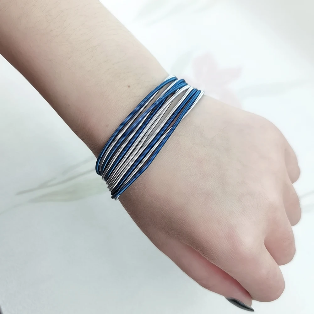 Metal Stainless Steel Waterproof Spring Mixed Color Expandable Bracelet Classic Guitar String Annular Charm Jewelry Unisex Gifts