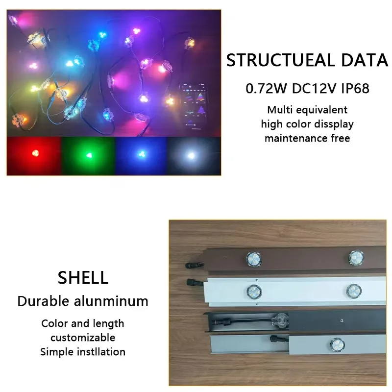 24v RGBW Light Emitting Diode Christmas Light IP68 5-point Light Emitting Diode string with warm white (4100K)