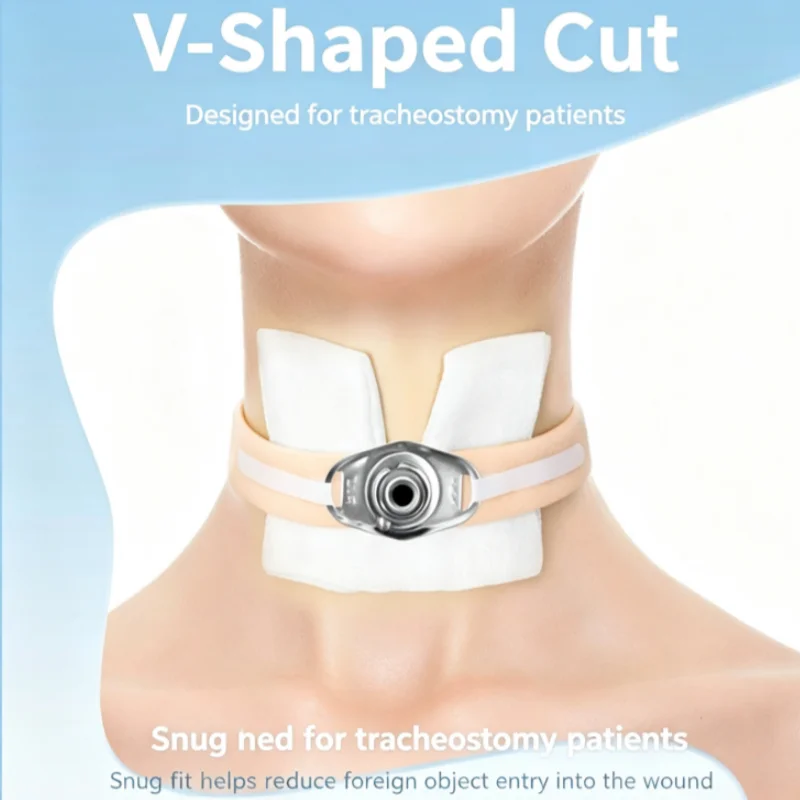 Medical V‑Shaped Pre‑Cut Tracheostomy Dressing Sterile Medical Gauze Pads for Tracheostomy Patient Neck Wound Care