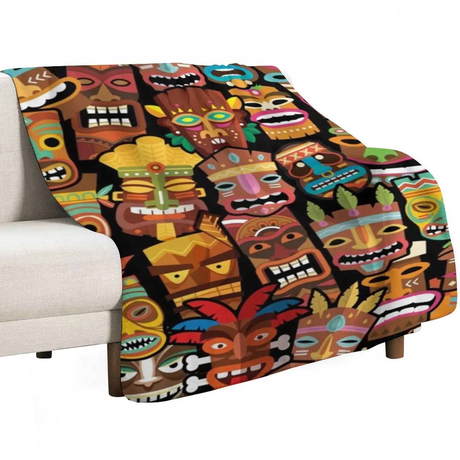 

Tiki Pattern Throw Blanket Soft Beds blankets ands Decorative Throw Blankets