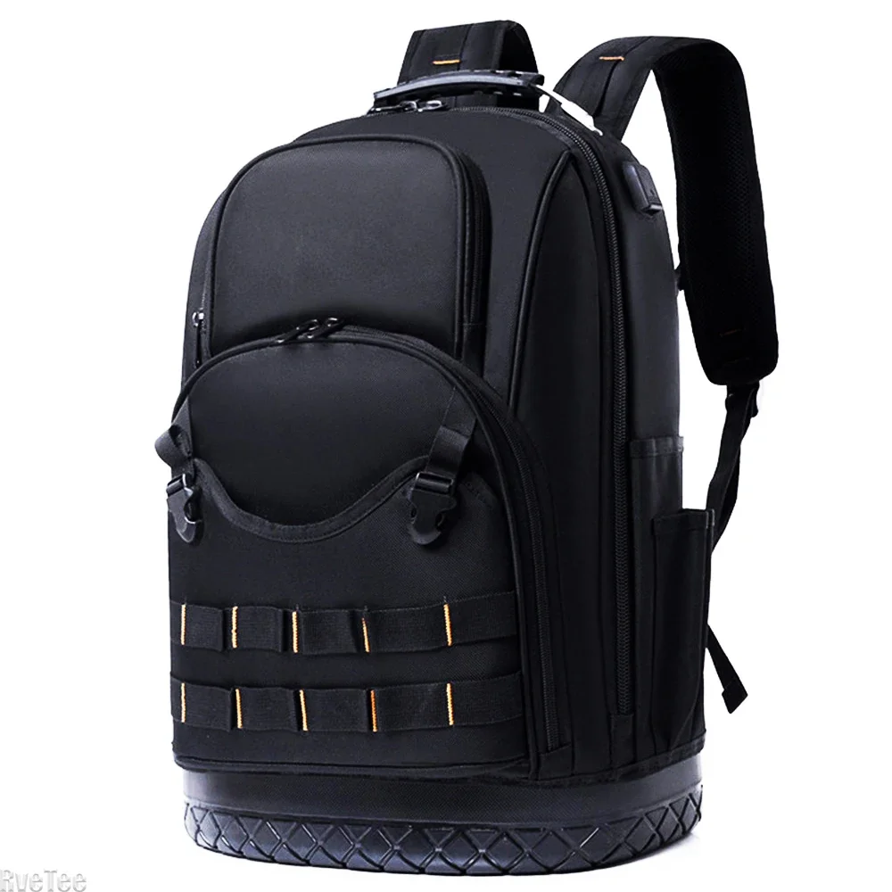 New Tool Backpack with Plastic Bottom Insert Tools Pockets Transparent Zipper Pocket Large Tool Organizer for Electrician