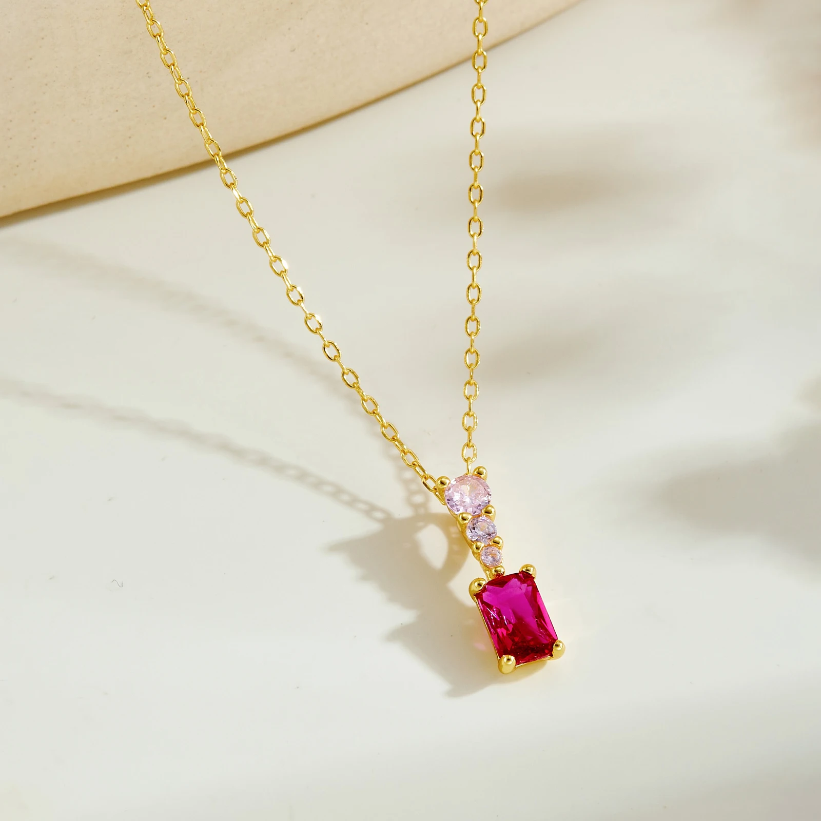 ANDYWEN 925 Sterling Silver Colorful Gradient Zircon Multi-Shape Pendant Necklace Set, Sparkling Women Valentine's Gift Jewelry