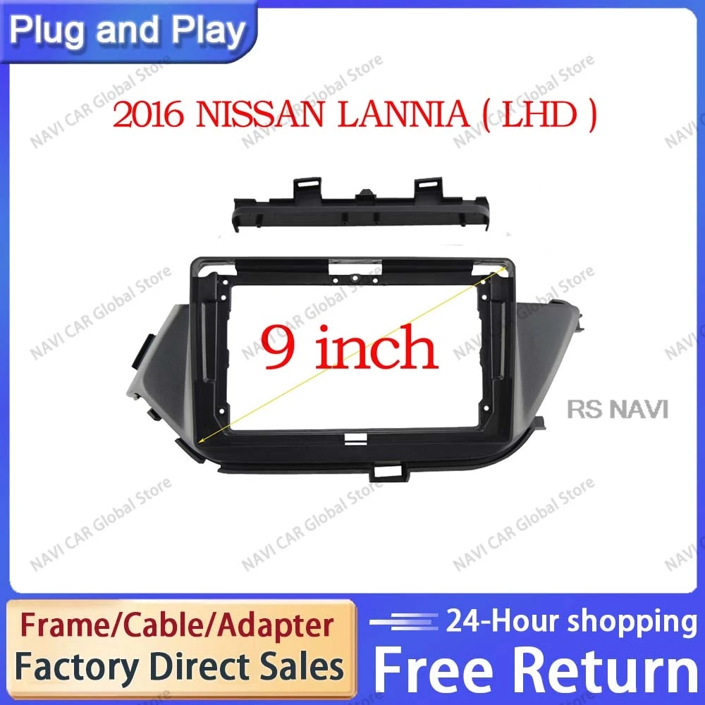 NAVI 9 Inch Car Radio Fascia Panel Frame Dashboard ABS Plastic Installation Trim Kit CD DVD Player for Nissan Lannia 2015 - 2017