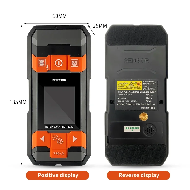 High precision Wiring Detector 40M Distance Measure Cable  Scanner Wood AC Detector Wall Metal Detector with USB Charge