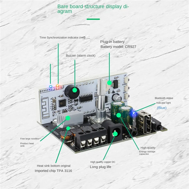 XY-W50H HIFI Level 50Wx2 Stereo Bluetooth Digital Amplifier Module with WIFI Timing Clock BT5.0 Audio Module DC8-24V