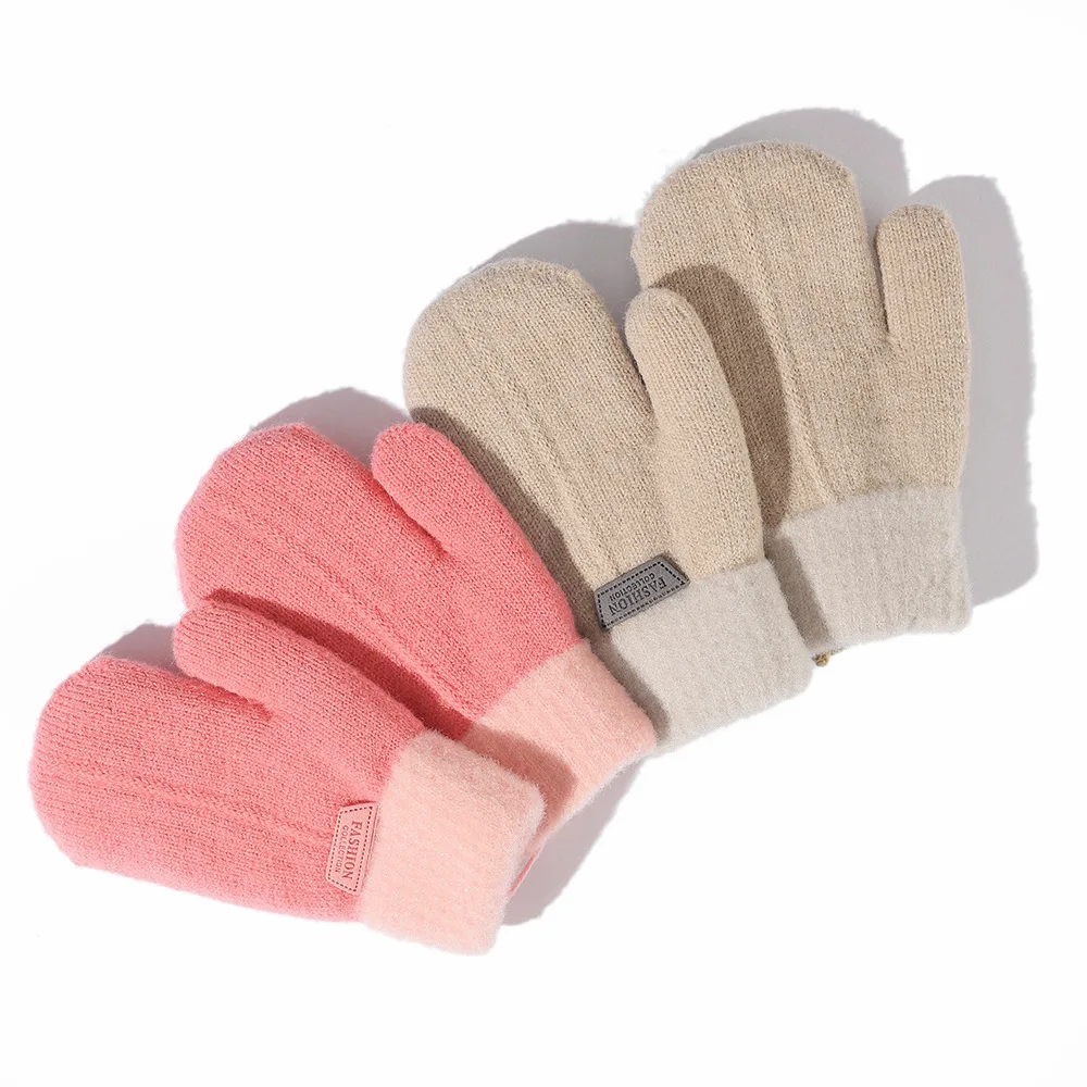 Half Finger Covered Plush Gloves Autumn/Winter Clamshell Knit Gloves Warm Extra Thick Cover Missing Finger Imitation Mink Velvet