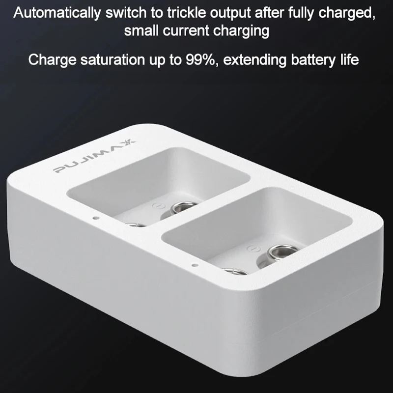 PUJIMAX 2 Slots Multi-function Ni-Mh 9V Rechargeable Battery Charger Portable Mini Model LED Display Charging Status Durable