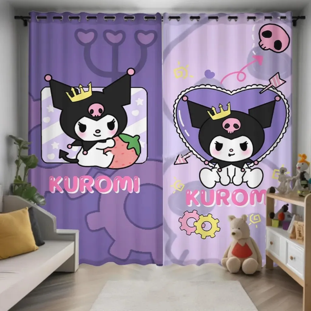 

Kuromi Curtain Cartoon Polyester Cute Various Sizes Window Blackout Bedroom Living Room Style Home Decoration for Children Teens