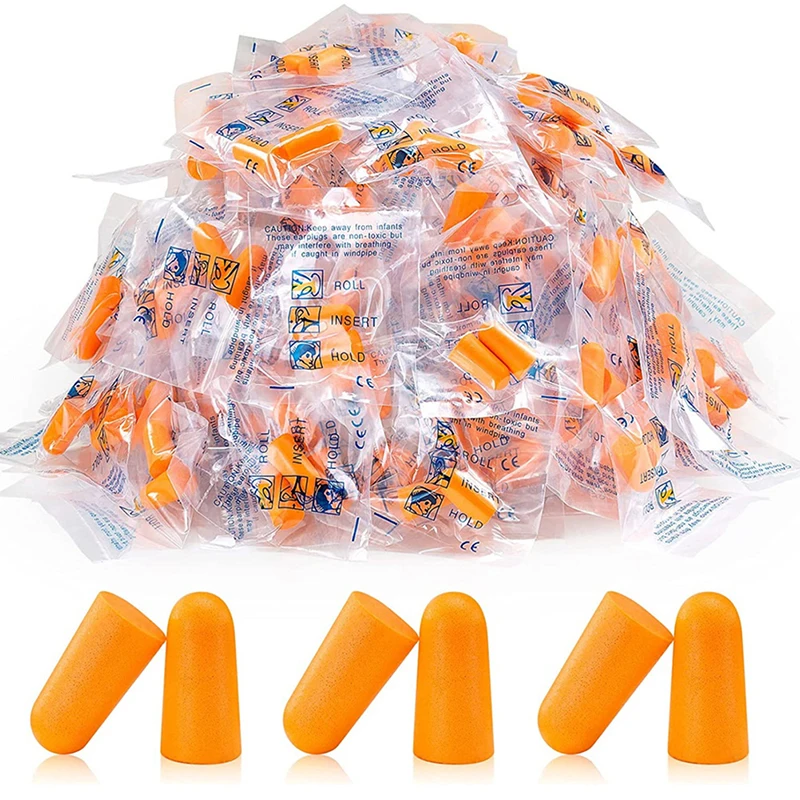 Tapones para los oídos de espuma naranja suave de 20 piezas, tapones para los oídos cónicos para viajes, sueño, prevención de ruido, reducción de ruido, aislamiento acústico, protección para los oídos
