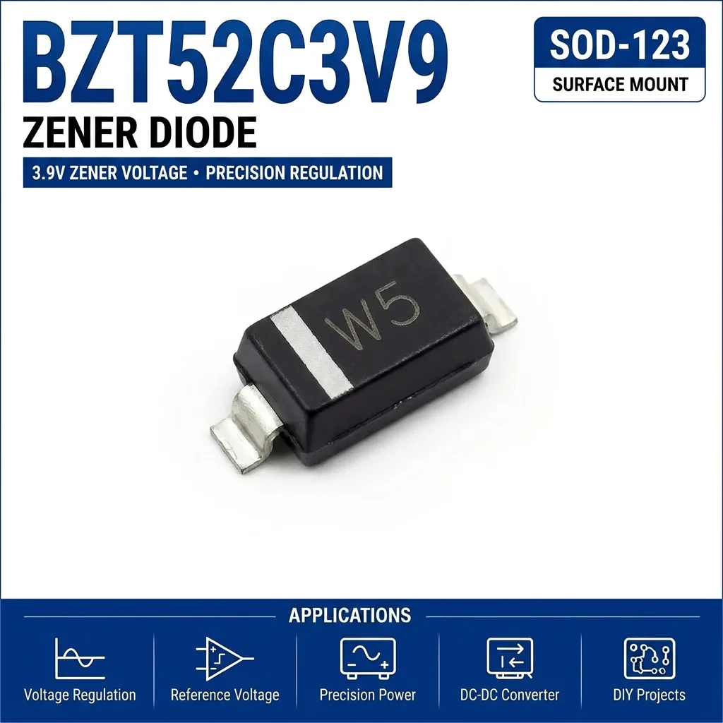 (100 pcs) BZT52C3V9S/BZT52C3V9 SOD-323/SOD-123 (Marking W5) 52C3V9S 52C3V9 - Zener Diode 3.9V BZT52