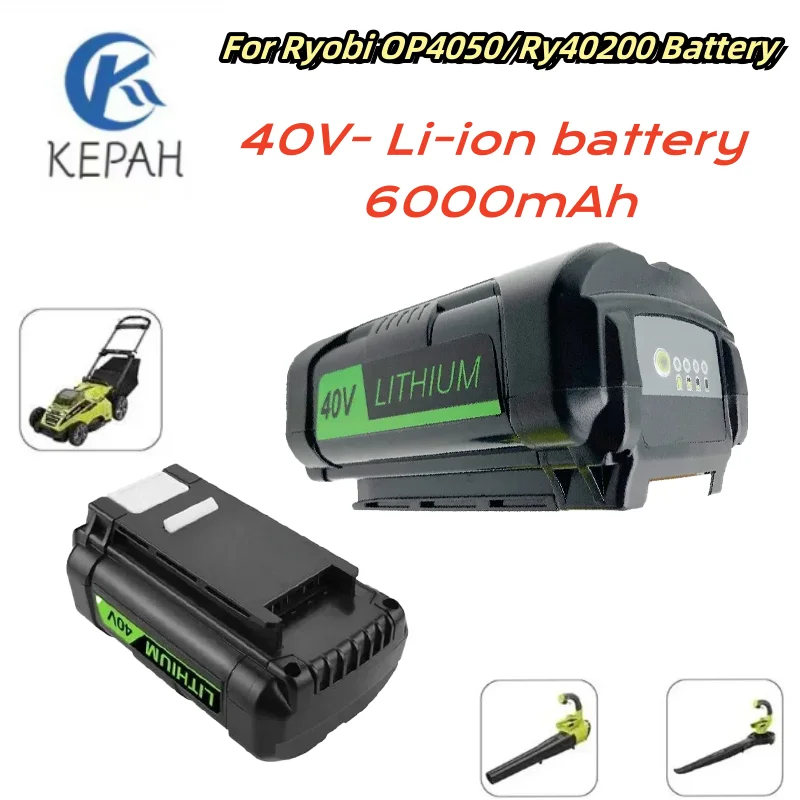 

40V 6AH high-power lithium battery, for Ryobi RY40200 tool battery OP4050 OP4026 , RY40430 RY40770,Ryobi RY OP series charger