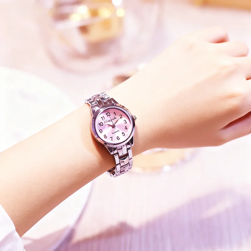 Female woman fashion exquisite simplicity quartz watches women‘s sliver Stainless steel Bracelet watch for girls friend gifts