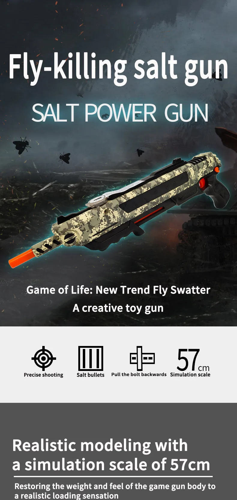 3.0 Upgraded Fun Shooting Salt Gun with Aiming Lens Design, Comfortable and Smooth Trigger Operation Safe Mosquito Repellent Toy