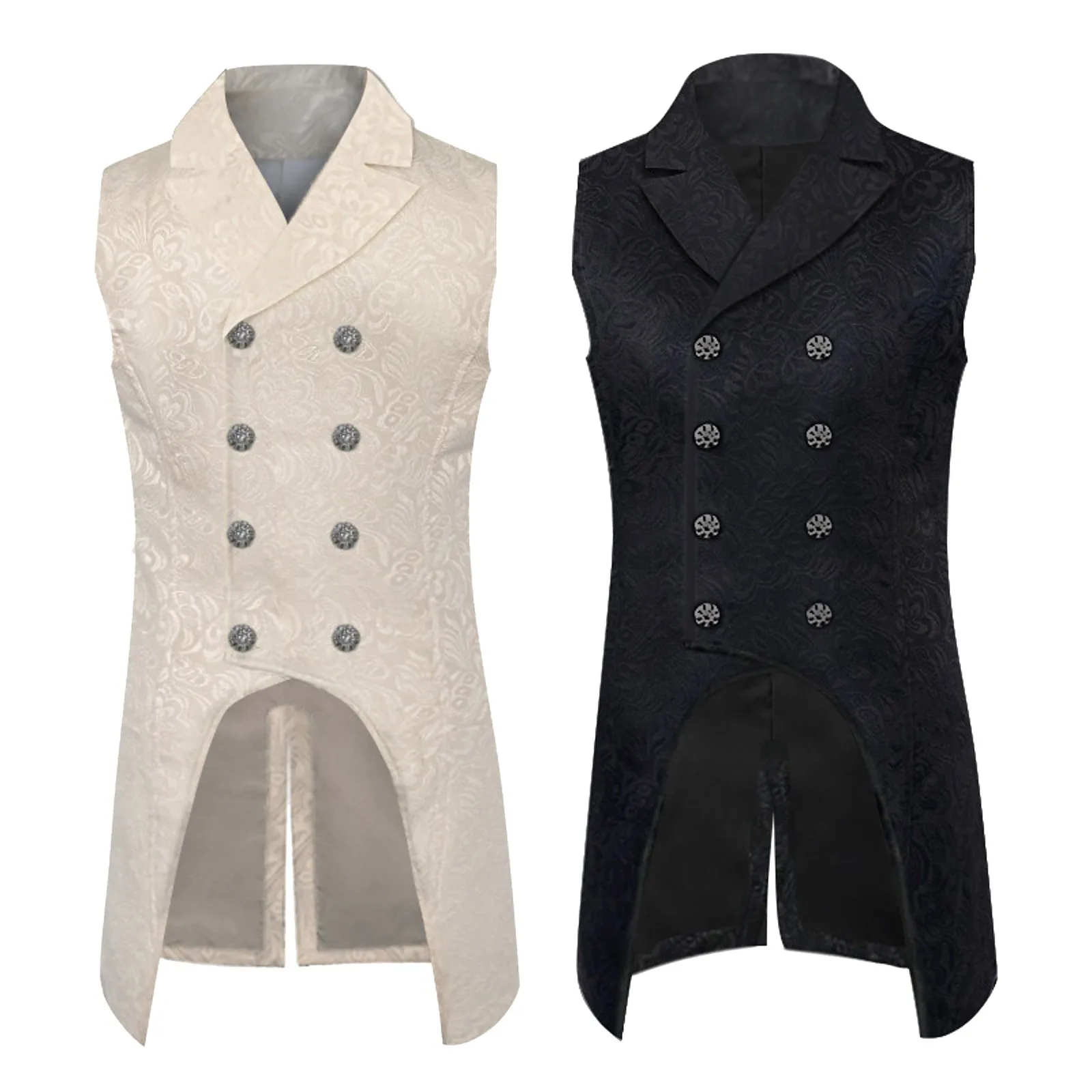 Chaleco gótico Medieval para hombre, chaleco de Jacquard con doble botonadura, chalecos Vintage sin mangas, chaqueta Steampunk, disfraz de Halloween